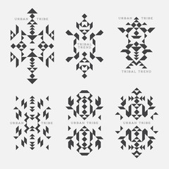 Vector tribal, ethnic, aztec, indian art elements collection. Poster, banner, card, cover, fashion, apparel graphic design.