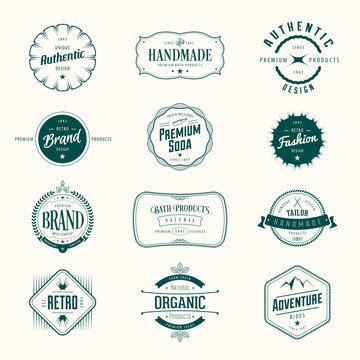 Retro vintage labels set. Vector insignias, badges, signs, t-shirt, brand design.