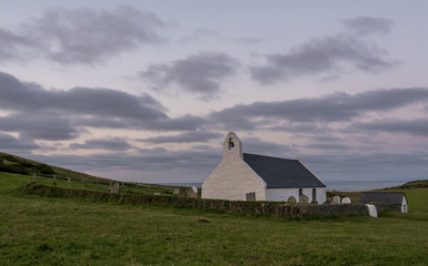 Welsh chapel, located in Mwnt, on Cardigan coast, on a summers evening