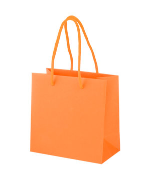 Orange paper shopping bag