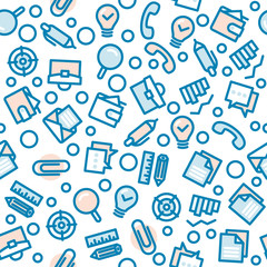 Business Fat Line Icon seamless pattern
