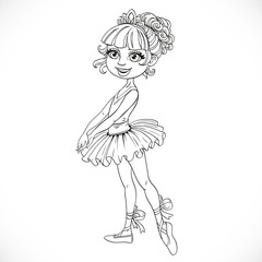 Cute pretty girl in tiara outlined isolated on a white backgroun