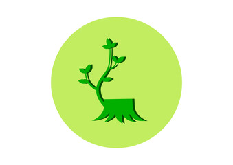 Green stump icon on white background