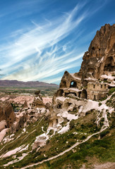 Naklejka premium Goreme, Turkey. Open air museum, Cappadocia, Mountain landscape