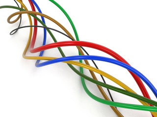 Colored cables. Image with clipping path.