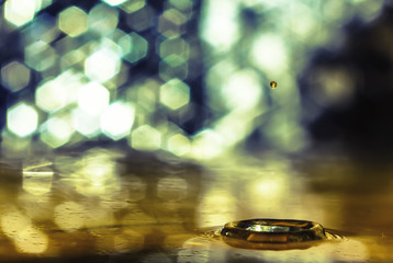 Water droplets on bokeh background