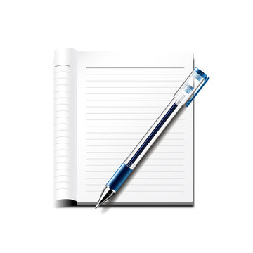 Pen and notebook isolated on white vector
