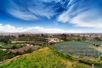volcano and the old town