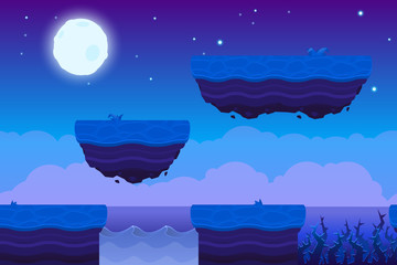 Game Background made from seamless endless elements. Vector assets and layers for mobile games