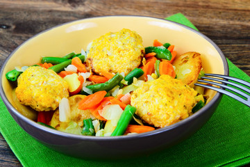 Steamed Vegetables Potatoes, Carrots, Corn, Green Beans, Onion a