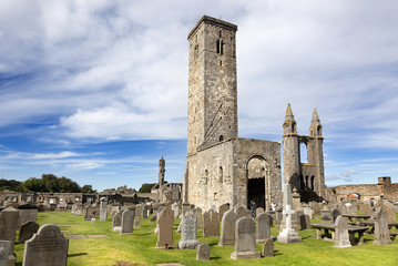 Fototapeta na wymiar Ruin of St Andrews Cathedral in St Andrews Scotland