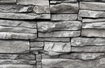 Texture of Rectangle stone wall. Grey.