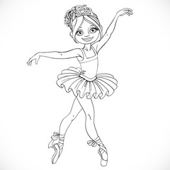 Beautiful ballerina girl dancing in tutu outlined isolated on a