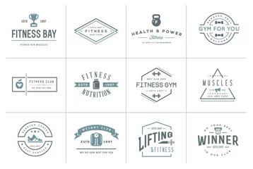 Fototapeten Set of Vector Fitness Aerobics Gym Elements and Fitness Icons Illustration can be used as Logo or Icon in premium quality © ckybe