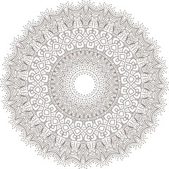 Ethnic Fractal Mandala Vector Meditation looks like Snowflake or Maya Aztec Pattern or Flower too Isolated on White