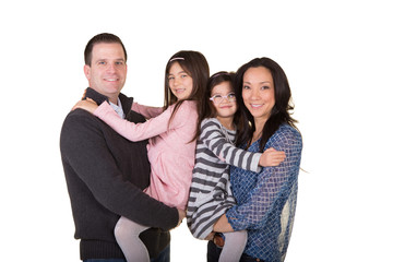 Beautiful family isolated on white