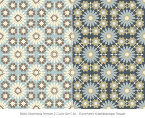 Retro Seamless Pattern 2 Color Set_016 Geometry Kaleidoscope Flo
