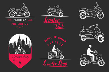 Set Vector Vintage Sign and Logos Scooter