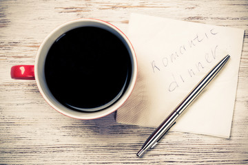 Message written on napkin