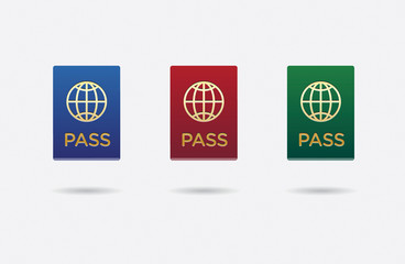 Set of Citizenship or Foreign Passport ID in Vector Colorful Icon can use as Logo