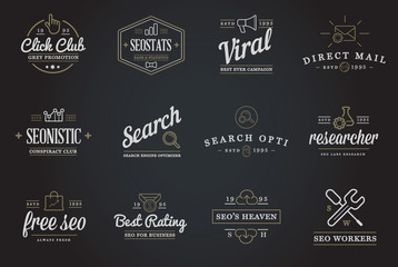 Set of Vector SEO Search Engine Optimisation Elements and Icons Illustration can be used as Logo or Icon in premium quality