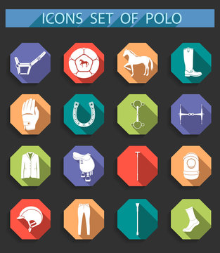 Vector set of icons polo in flat style
