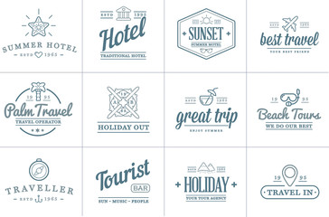 Set of Vector Travel Tourism and Holiday Elements Icons Illustration can be used as Logo or Icon in premium quality