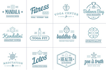 Fototapeta na wymiar Set of Vector Yoga Zen Sport Elements and Fitness Healthy Illustration can be used as Logo or Icon in premium quality