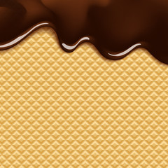 vector background with melting chocolate on wafer