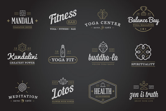 Set of Vector Yoga Zen Sport Elements and Fitness Healthy Illustration can be used as Logo or Icon in premium quality