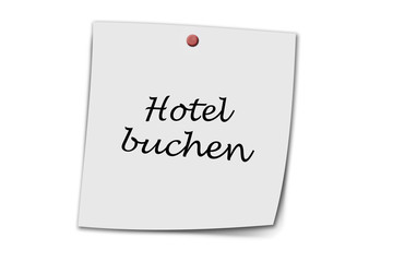 Hotel buchen written on a memo