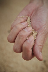 砂を握る手