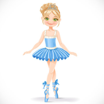Cute ballerina girl in blue dress