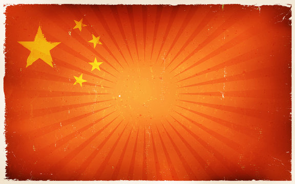 Vintage China Flag Poster Background