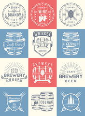 Set of Vector Cask Alcohol Emblems