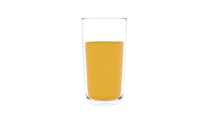 Animated orange juice pouring into the clear glass on white background. Mask included (Glass doesn't have transparency)