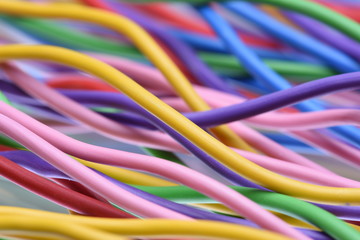 Macro of the telecommunications colorful cables © salita2010