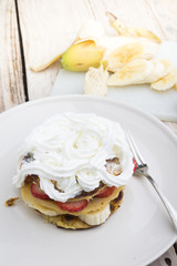 Strawberry Banana  pancake with Whipped Cream