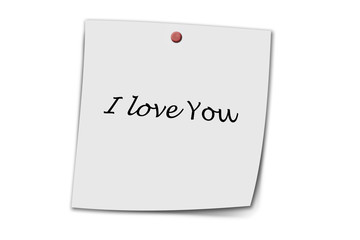 I love you written on a memo