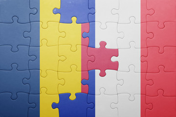 puzzle with the national flag of chad and france