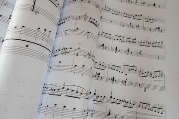 Sheet Music Background Musical Notes with selective focus