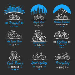 Fototapeta premium Set Vintage Cycling and Bicycle Sign and Badges