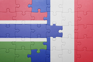 puzzle with the national flag of gambia and france