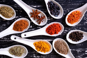Spices in ceramic bowls
