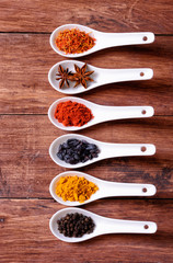 Spices in ceramic bowls