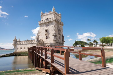Belem Tower located on the Tagus River, Lisbon, Portugal