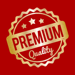 Obraz premium Premium Quality rubber stamp gold on a red background.