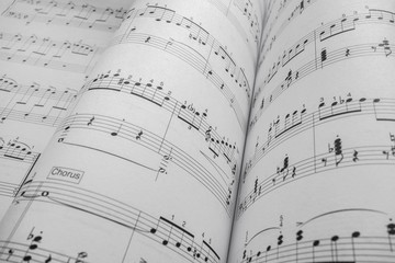 music sheets. Good file for musical backgrounds. shallow DOF