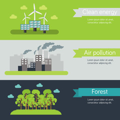 ecological horizontal banners vector illustration concept. Template for website and mobile appliance concept