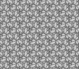 Floral silver ornament. Seamless abstract background with fine pattern